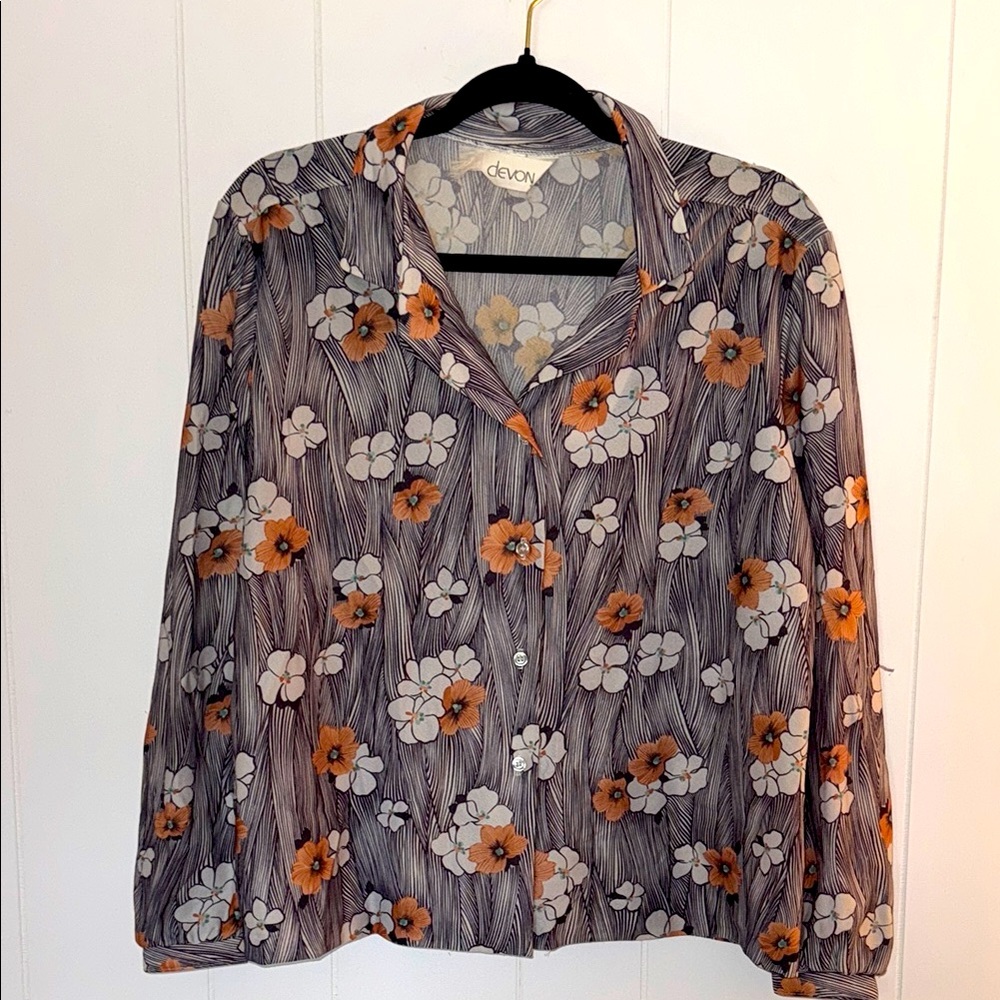 Vintage!  Devin Floral Blouse Size L